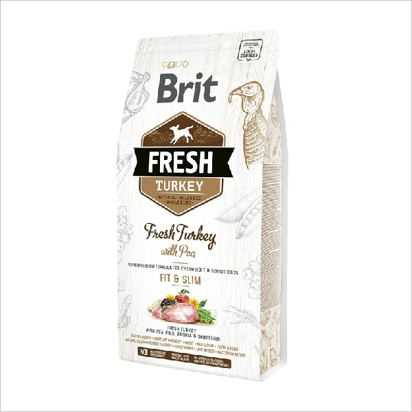 Сухой корм для собак Brit Fresh Fit & Slim Turkey with Pea с индейкой и горохом