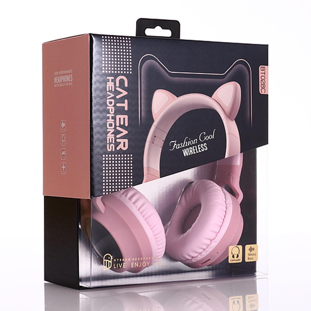 Светящиеся наушники с ушками кошечки Cat Ear Headphones BT028C