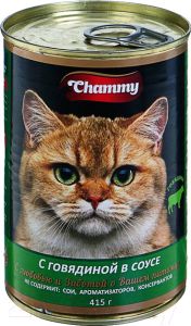 Корм д/кошек CHAMMY 415г с говядиной в соусе