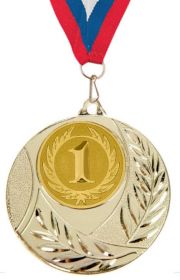 Медаль Россия 50  мм с лентой 1 место