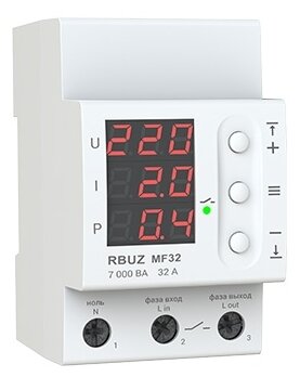 Реле контроля напряжения на DIN-рейку, однофазное, мультифункциональное RBUZ MF32, 32 А/420 В