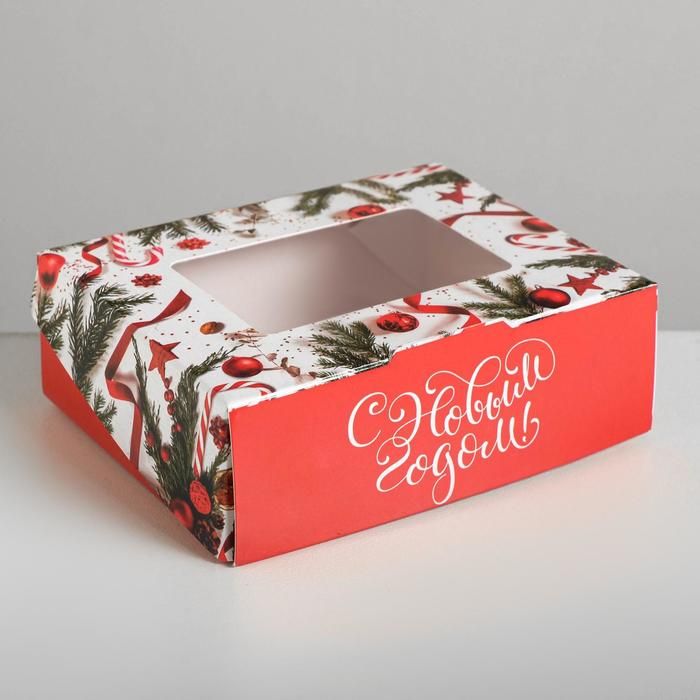 Коробка с окошком «С Новым годом», 10 × 8 × 3.5 см