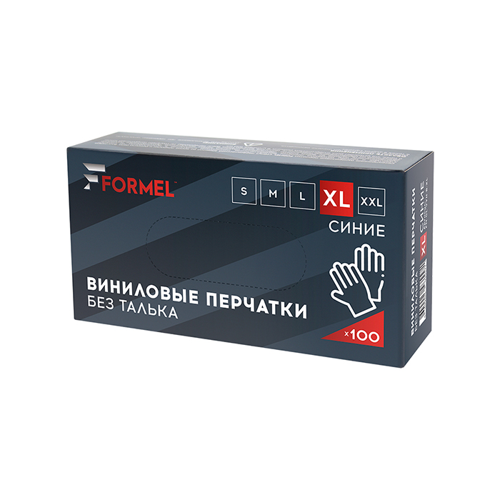 Formel Виниловые перчатки, синие, размер XL, в упаковке 100шт.