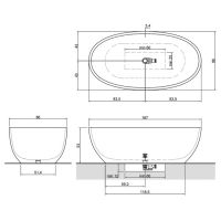 Черная отдельностоящая ванна Antonio Lupi Reflex Reflex 167х86 схема 2