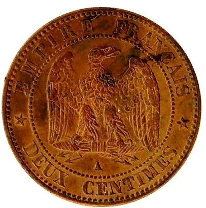 2 сантима 1862 Франция UNC