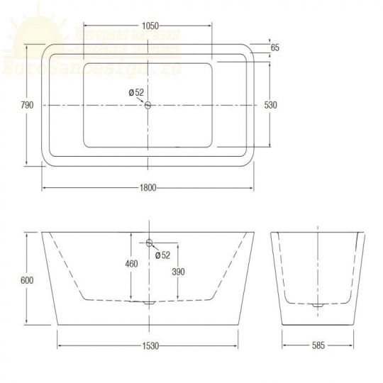 Отдельностоящая ванна Azzurra Build TUL 113 180х80 ФОТО