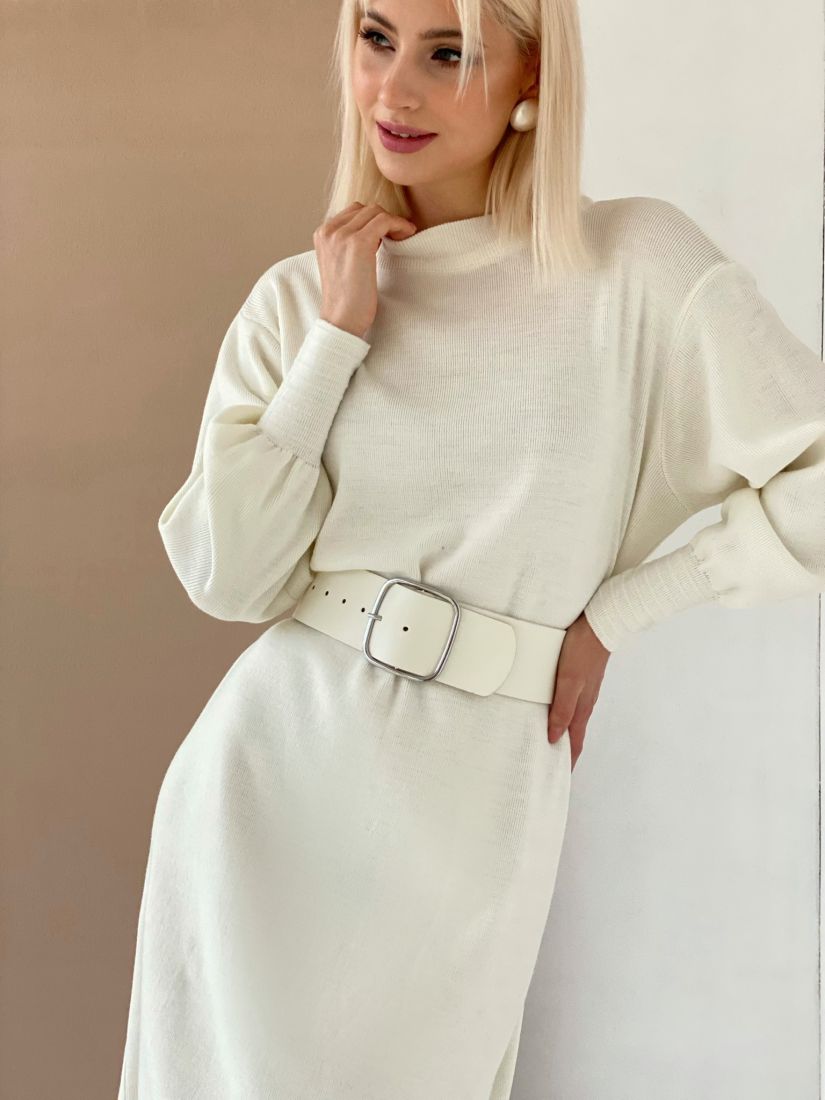 5103 Платье-свитер вязаное белое