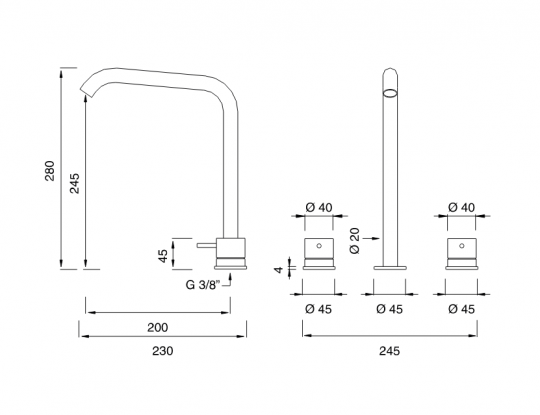 Двухвентильный смеситель для раковины Cea Design MILO360 MIL 79 схема 2