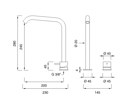 Однорычажный смеситель для раковины Cea Design MILO360 MIL 76 схема 2