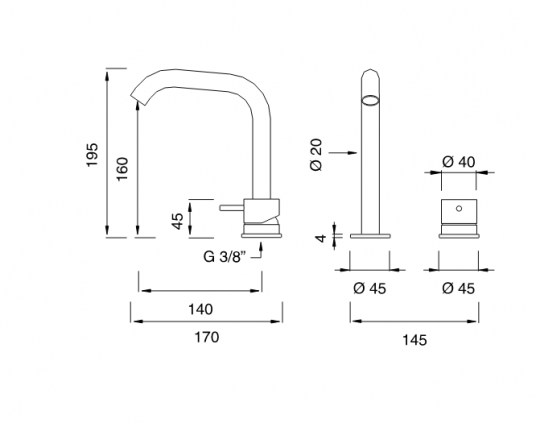 Однорычажный смеситель для раковины Cea Design MILO360 MIL 75 схема 2