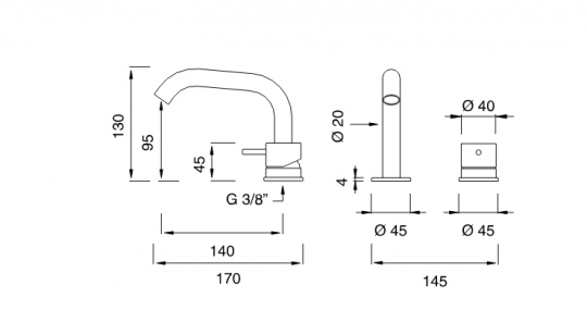 Однорычажный смеситель для раковины Cea Design MILO360 MIL 74 схема 2