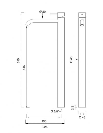 Однорычажный смеситель для раковины Cea Design MILO360 MIL 111 схема 2