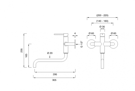Настенный смеситель для раковины Cea Design GASTONE GAS 21 схема 2