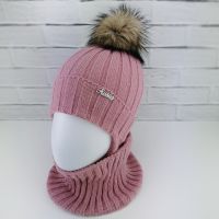 зд1256-42 Комплект вязаный шапка/снуд Fashion пепел розы