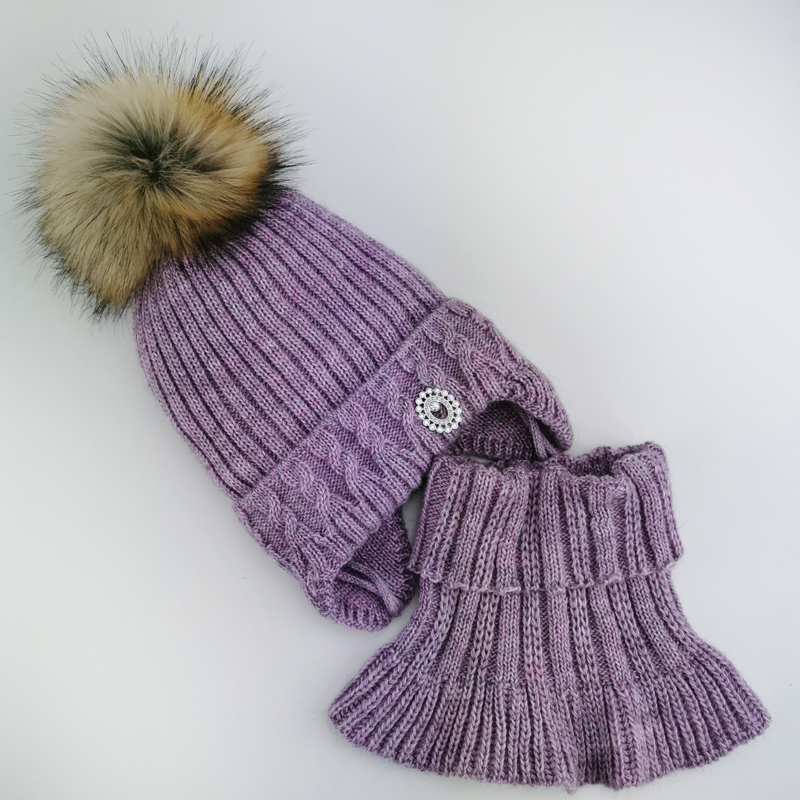 зд1257-61м Комплект вязаный шапка/снуд Пава фиолетовый меланж