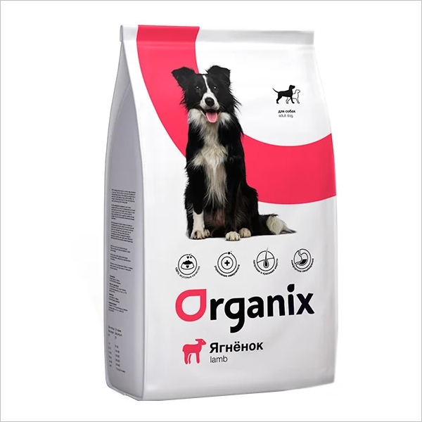 Сухой корм для собак Organix при чувствительном пищеварении с ягненком 12 кг
