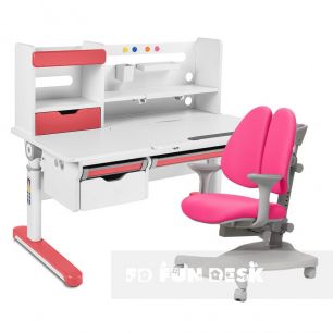 Парта-трансформер Sentire Pink Fundesk + кресло Bellis Grey Cubby с розовым чехлом