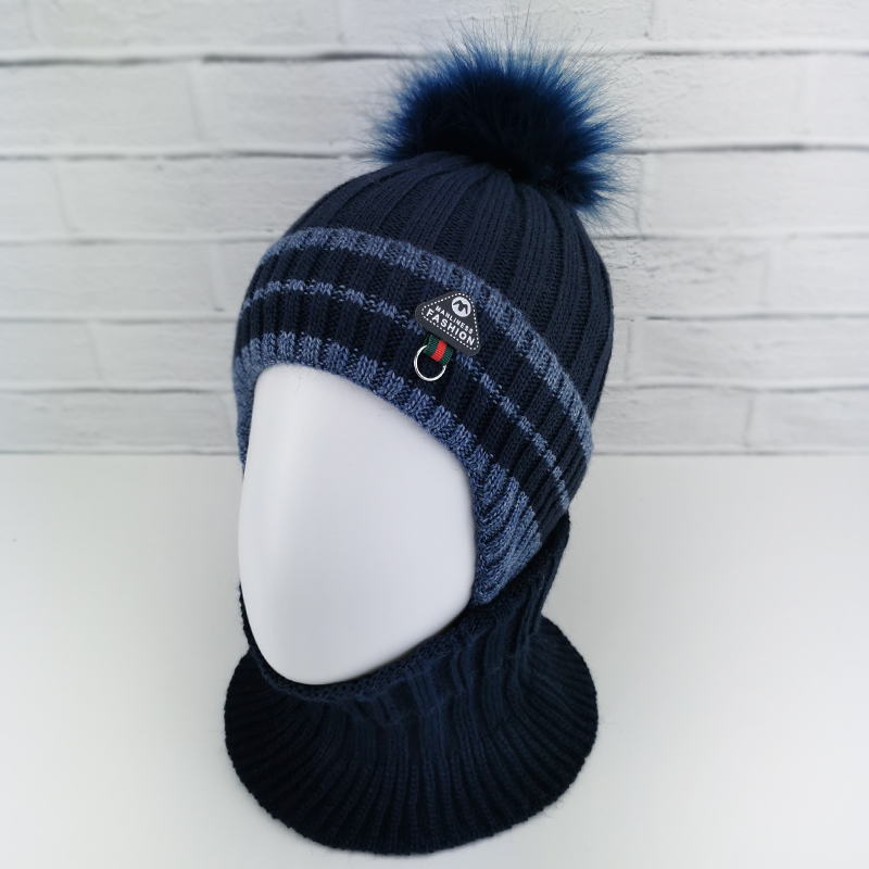 зм1229-58 Комплект вязаный шапка/снуд Fashion темно-синий