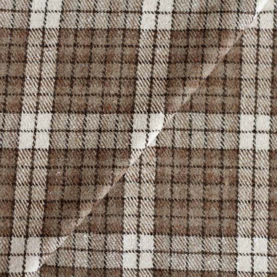 Лоскут трикотажной ткани Пальтовая ткань в клетку - коричневая 50х37 см