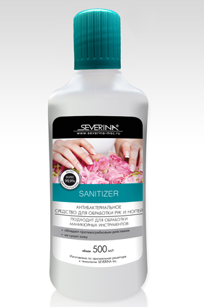 Sanitizer – Антибактериальное средство для обработки рук и ногтей (подходит для обработки маникюрных инструментов), 500 мл