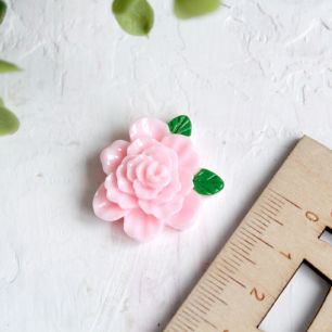 Кукольная миниатюра - Кабошон Роза розовая, 2.5 см