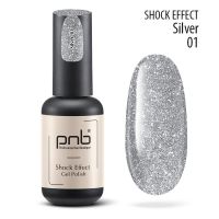 Гель-лак светоотражающий #01 PNB Shock Effect , 8мл (серебро)