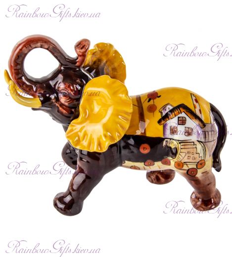 Фигурка декоративная 15 см "Слон" коричнево - желтый