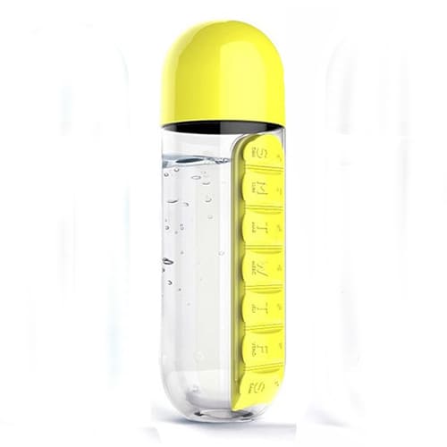 Бутылка с органайзером для таблеток Pill & Vitamin Organizer, цвет – жёлтый.