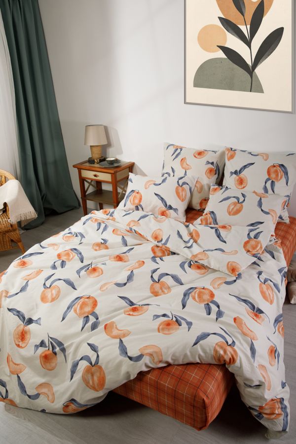 Бязь 2-х спальный с евро [в ассортименте] Сочный персик постельное белье