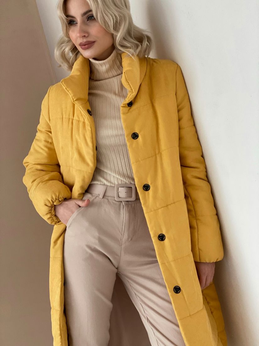 5455 Пальто утеплённое стёганое Premium в цвете Primrose Yellow