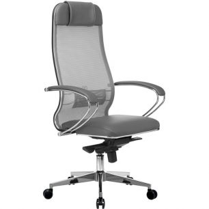 Кресло для руководителя Samurai Comfort-1.01 светло-серый, сетчатая спинка