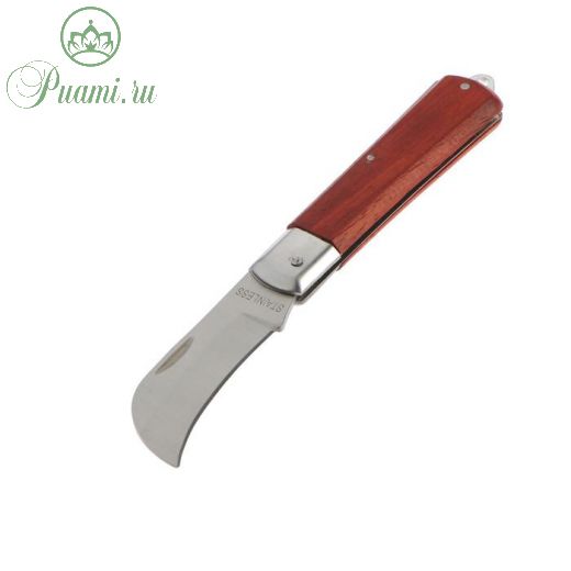 Нож универсальный складной TUNDRA, деревянная рукоятка, изогнутое лезвие, нержавеющая сталь