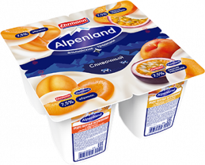 Продукт йогуртный ALPENLAND 95г 7,5% Абрикос/персик/маракуя