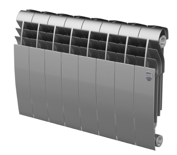 Радиатор биметаллический Royal Thermo BiLiner 350 Silver Satin – 8 секций, 9 м2, боковое подключение