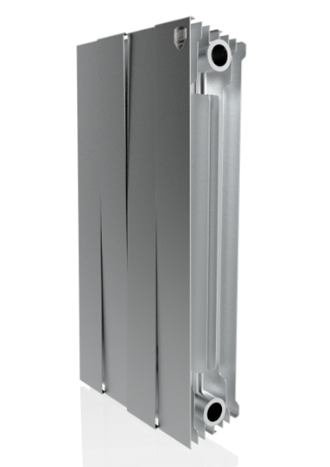 Радиатор биметаллический Royal Thermo PianoForte 500 Silver Satin – 4 секции, 8 м2, боковое подключение