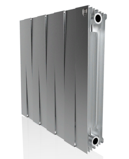 Радиатор биметаллический Royal Thermo PianoForte 500 Silver Satin – 8 секций, 15 м2, боковое подключение