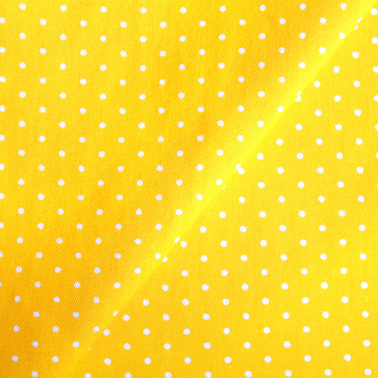 Ткань хлопок Белый горошек на жёлтом 50x40
