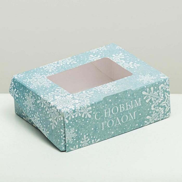 Коробка с окошком «Снежинки», 10 × 8 × 3.5 см