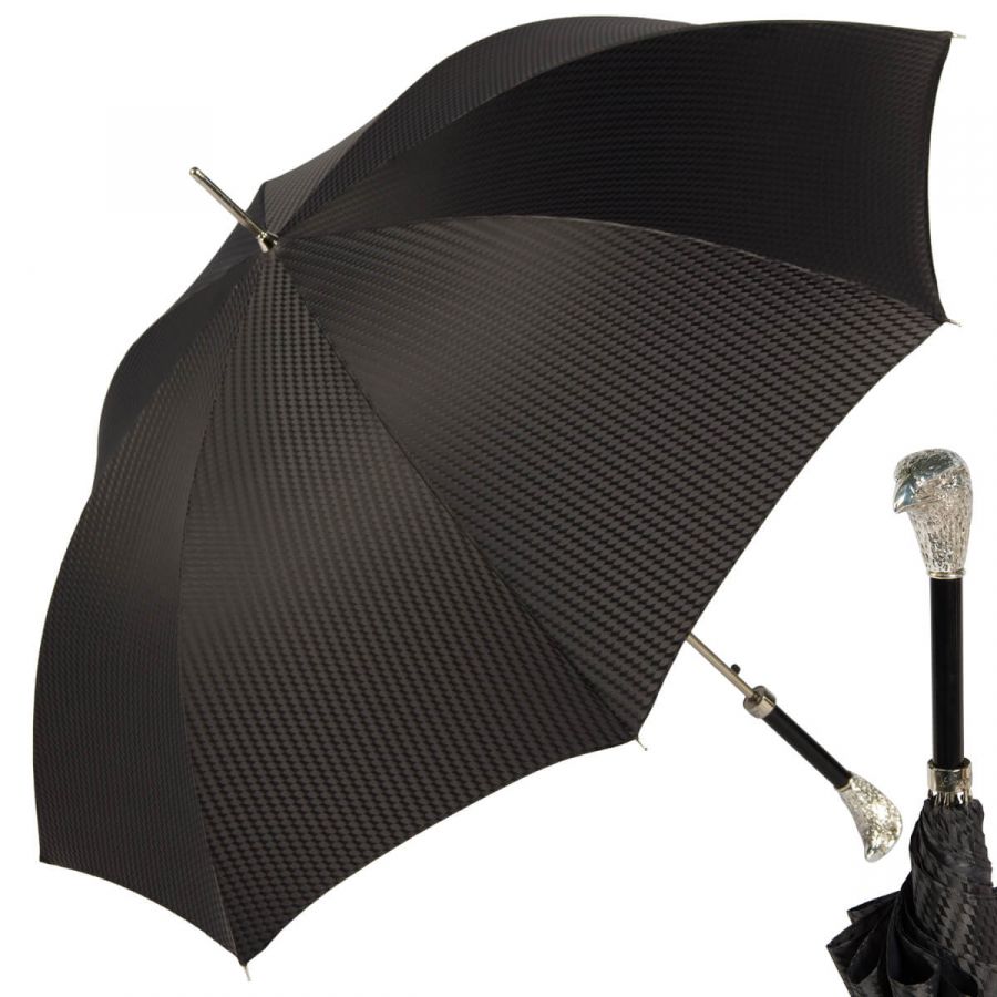 Зонт-трость Pasotti Falcon Silver Rombo Black
