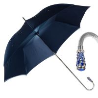 Зонт-трость Pasotti Swarovski Blu Cristall Oro