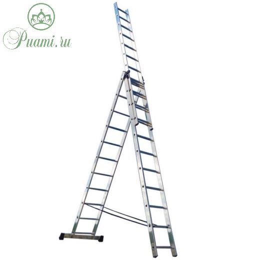 Лестница трехсекционная "Ремоколор" 63-3-014, универсальная, алюминиевая, 14 ступеней