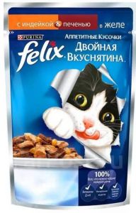 Корм для кошек FELIX 85г Индейка/печень