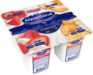 Продукт йогуртный ALPENLAND 95г 7,5% Клубника/ананас