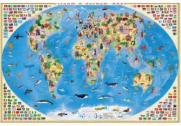 Страны и народы мира. Настенная карта мира для детей (ламинированная)
