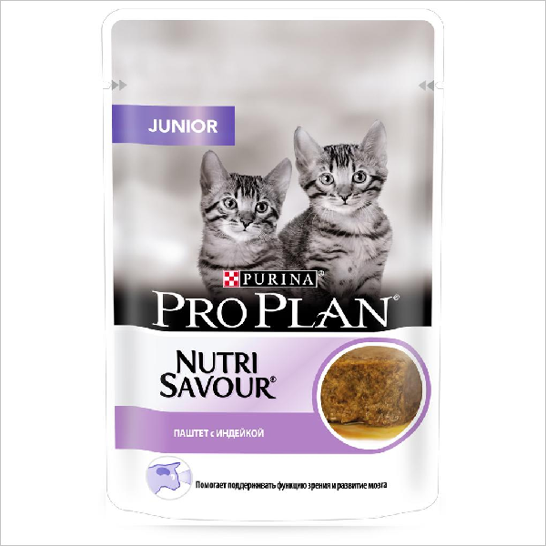 Влажный корм для котят Pro Plan Nutrisavour паштет с индейкой 85 гр
