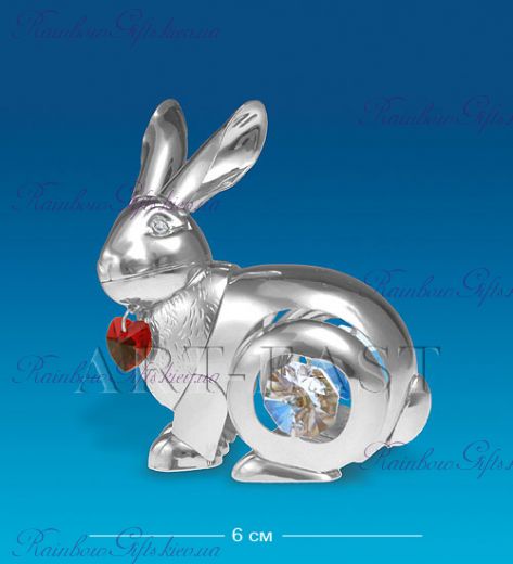 Фигурка Кролик с сердцем и камнем “Swarovski” серебро