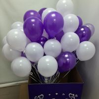 Коробка сюрприз фиолетовая  с 50 маленькими шарами 15 см