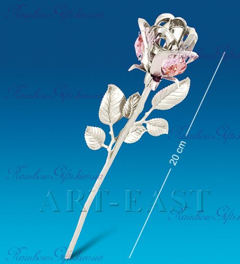 Фигурка Хрустальная роза с кристаллами “Swarovski” серебро