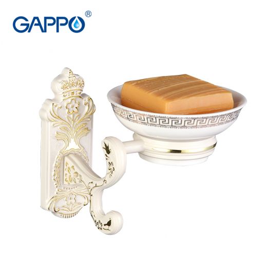 G3502 Держатель с мыльницей/керамика белый с золотом GAPPO