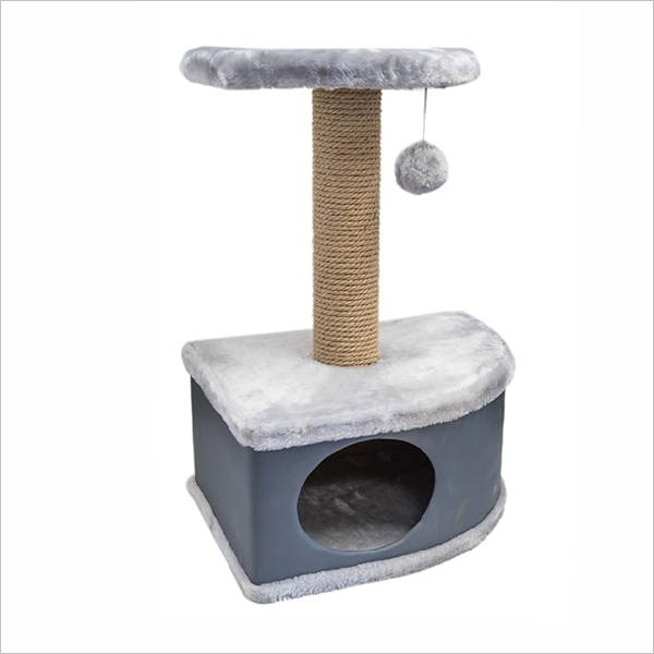 Домик-когтеточка для кошек Yami-Yami Конфетти угловой серый 49х37х70см